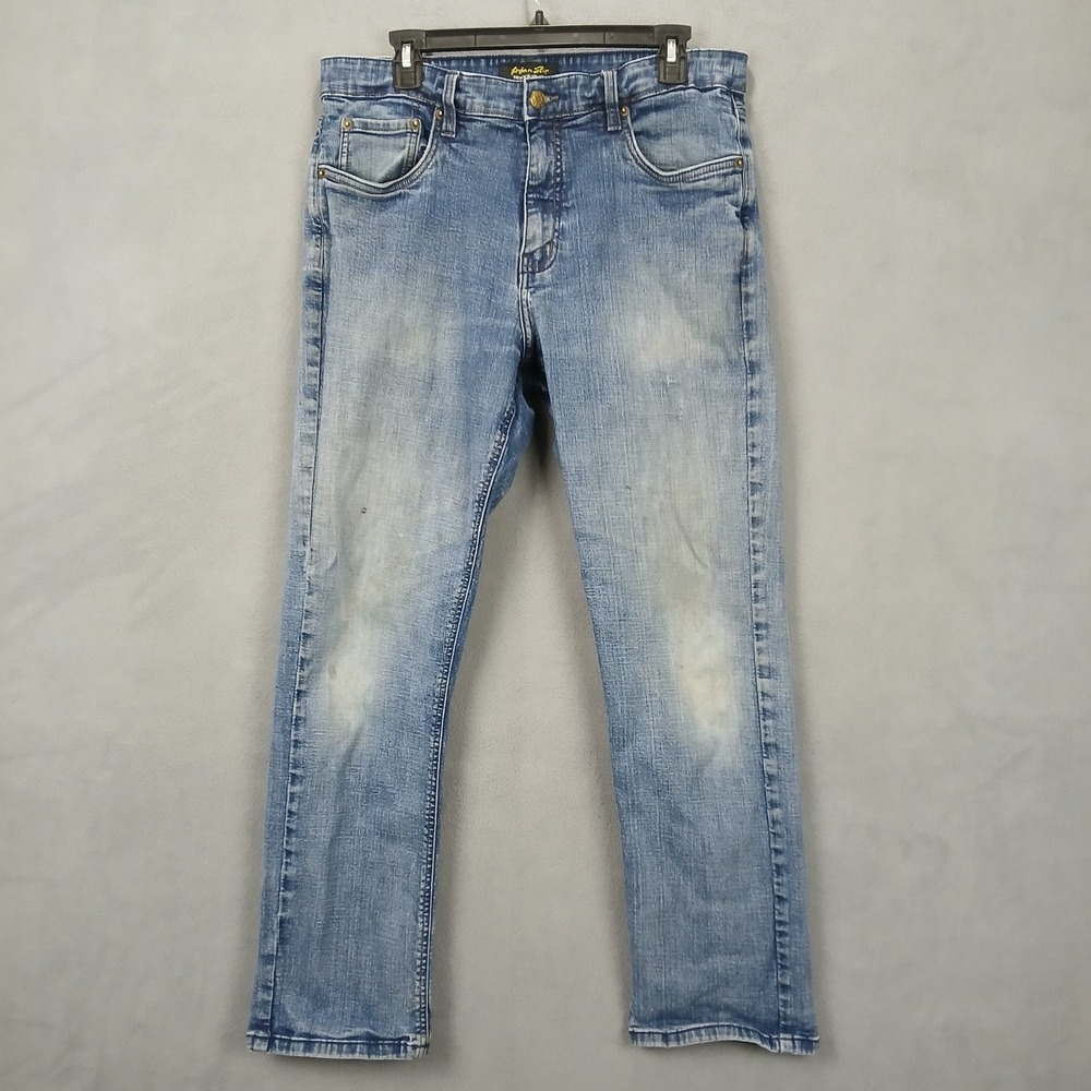 Urban Star Jeans Mens 34x30 Blue Denim Cotton Mid Rise Medium‎ Wash Straight Leg